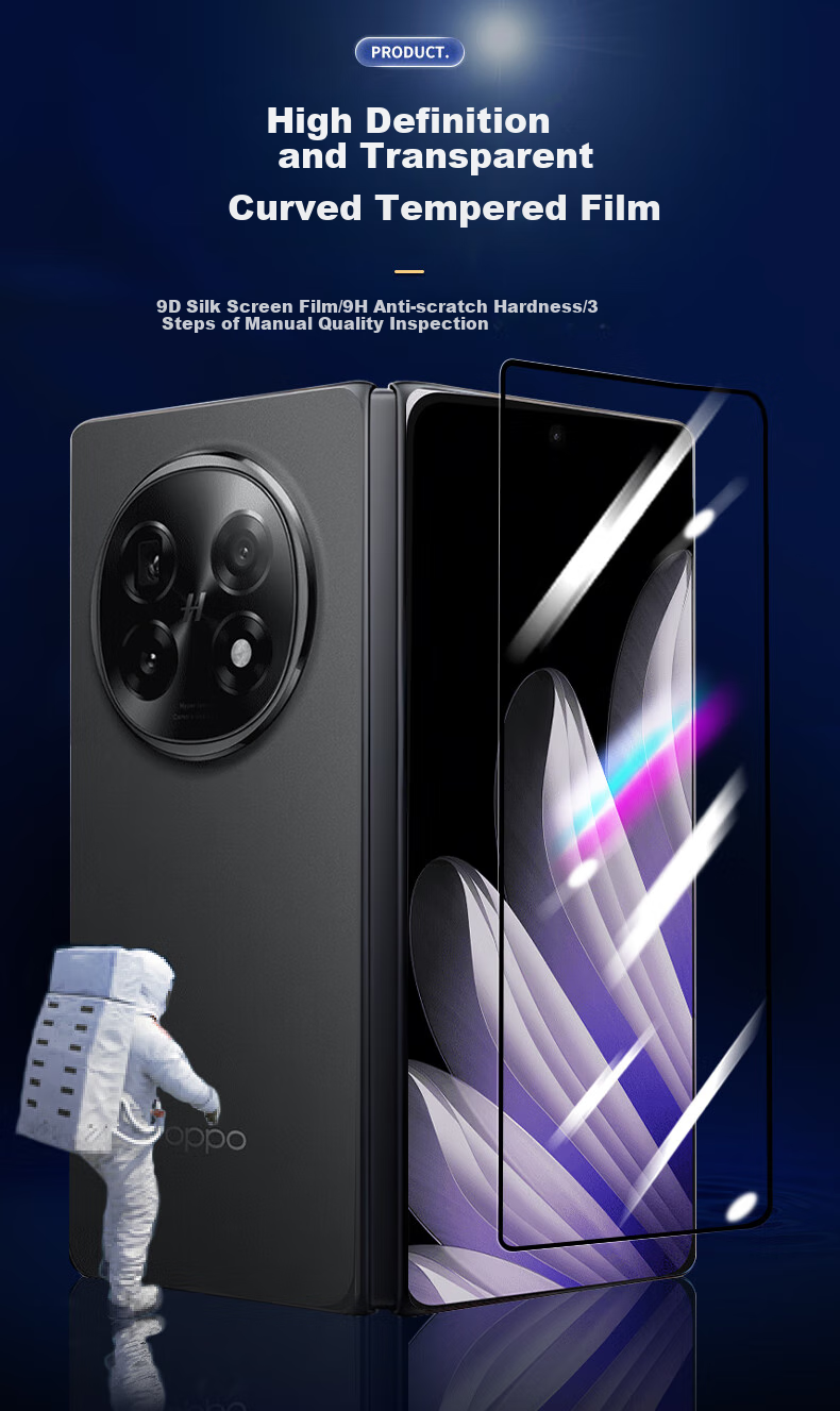 LANGLING [2-Pack] Tempered Glass Screen Protector for OPPO Find N5 Foldable Phone, Full Coverage High Definition Anti-Drop Fingerprint Protection Front Film - Outer Screen Protector 1