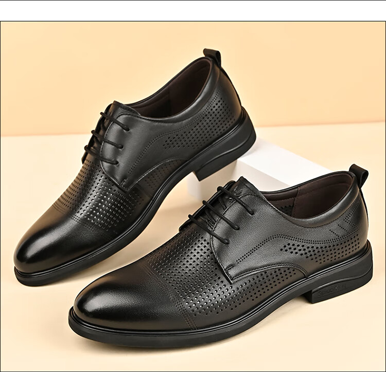 Spider King Men's Summer Hollow Out British Style Leather Business Dress Shoes Black Hollow Out Size 44 14