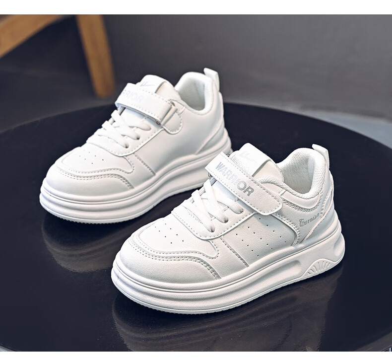 Warrior Boys' Shoes Spring And Autumn Style, Girls' Sneakers, White Shoes, Soft-Soled Casual Skate Shoes WZ(CL)-1267 White Size 36 4