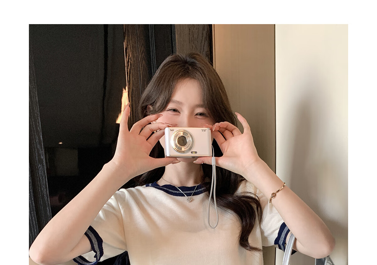Halo Queen Knitted Short-Sleeve T-Shirt for Women, Round Neck, Contrasting Colors, Fashionable Slimming Top, Contains Wool And Silk, Comfortable Fabric, H52T032 6