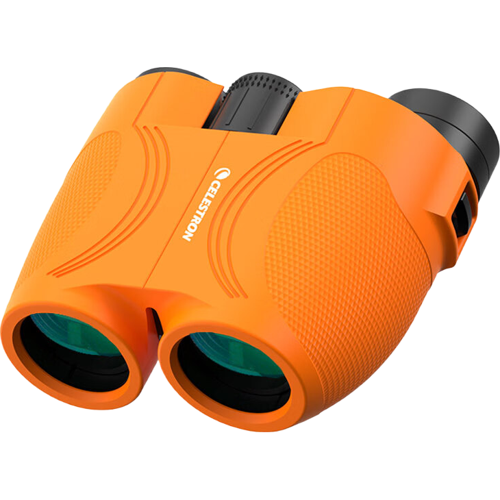 Celestron High-Definition 10X25 Paul Binoculars Orange for Concerts Theater Sports Outdoor Use with Phone Holder
