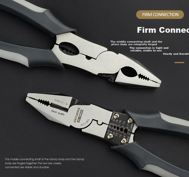 JERXUN Multifunctional 8-Inch Wire Pliers, Tiger Pliers, Electrician's Pliers, Labor-Saving Flat-Nose Pliers, Wire Stripping Pliers, Wire Cutting Pliers, And Wire Stripping Pliers 8