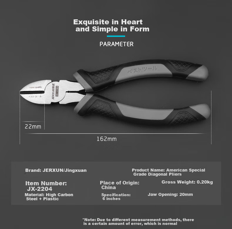 JERXUN Diagonal Cutting Pliers, 6-Inch Offset Diagonal Pliers, Electrician's Pliers, Flat-Nose Pliers, Diagonal-Nose Pliers, Labor-Saving Wire Cutters, Model Pliers 3