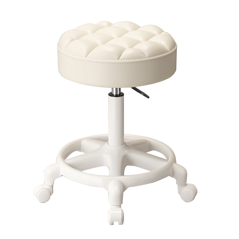 Jingcai Bar Stool Chair with Adjustable Height, Thickened Seat, Swivel Chair for Hair Salon, JY08 Beige with Wheels