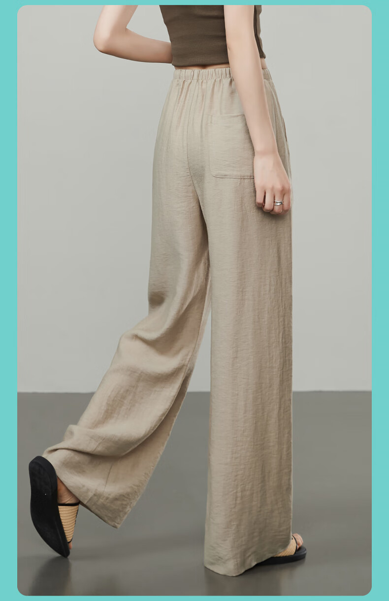ESE-Y Ice Linen Wide-Leg Pants for Women, New Summer 2025 Style, Linen Light-Weighted Outfit, Yamamoto White Straight-Leg Pants, Beige, Size 30 19