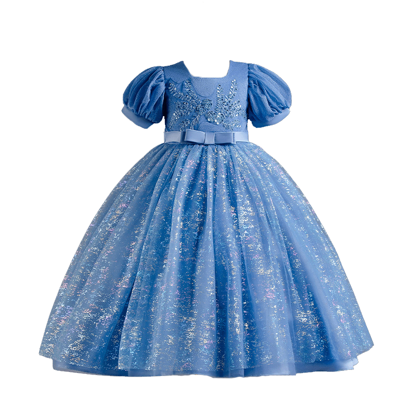 LUOBOBEIBEI 2026 Girls' Blue Long Dress, Children's Princess Dress for Weddings And Performances, Blue, Size 110