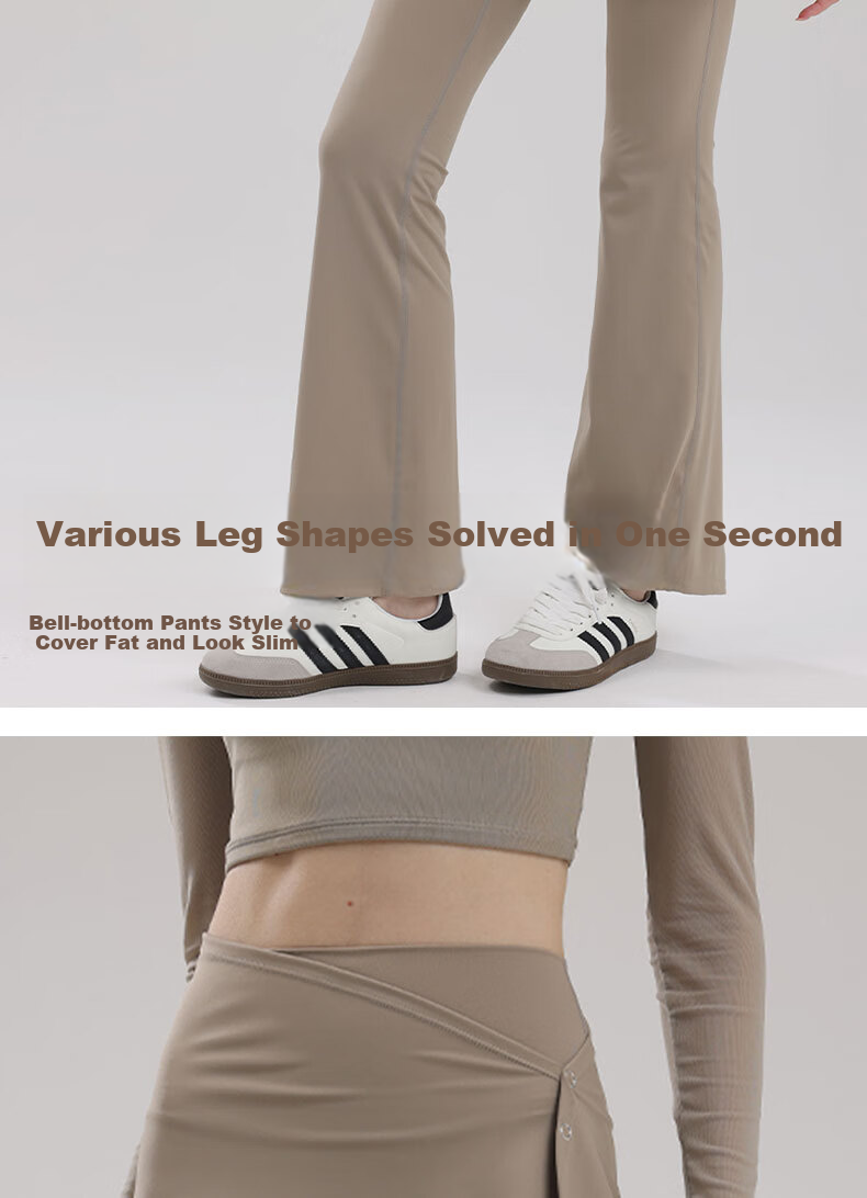 XUEXIMAN Two-Piece Set, Skirt Yoga Pants for Women, Spring And Autumn New Style, Butt-Lifting Pilates Training Sports, Slightly Flared Wide-Leg Fitness Pants 6