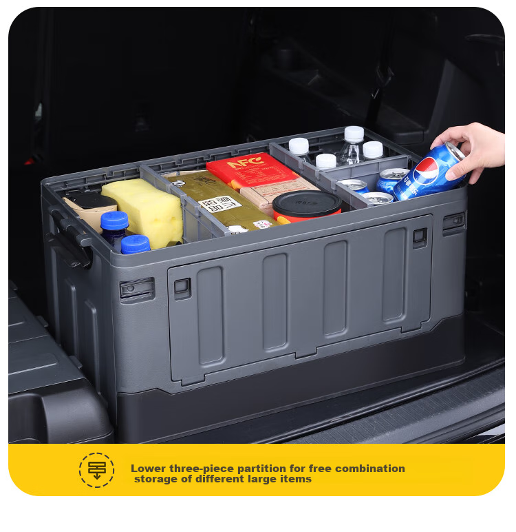 YUECAR Trunk Storage Box, Car Organizer, Foldable Side-Opening Door Model, 85L, Silver 4