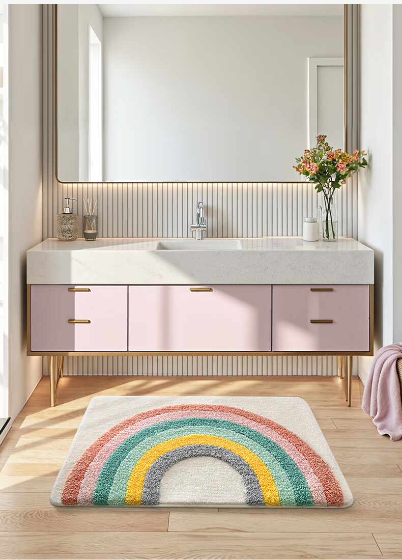 Dajiang Bathroom Mat, Toilet Entrance Absorbent Non-Slip Mat, Flocked Bath Mat, 50x100cm 14