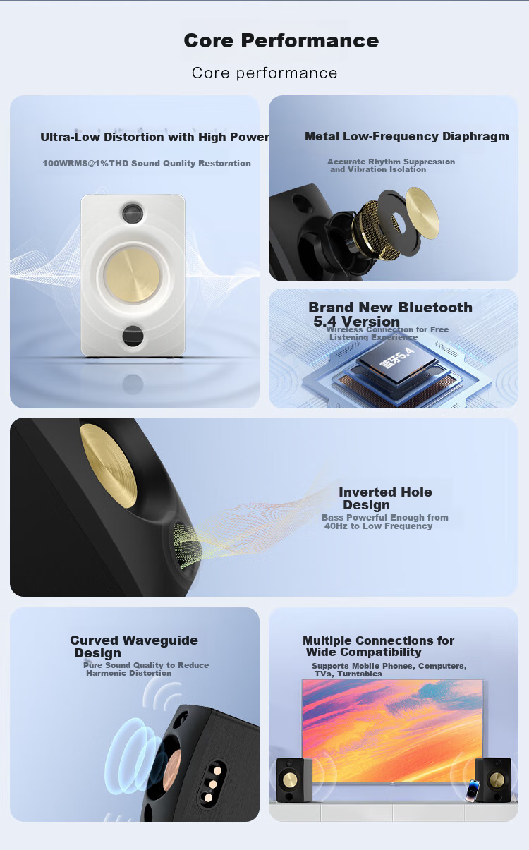 JBL CM500 Stereo Bluetooth Speaker, High-Quality Desktop Indoor Computer Speaker, Wired Active Monitor Gaming Speaker, White 2