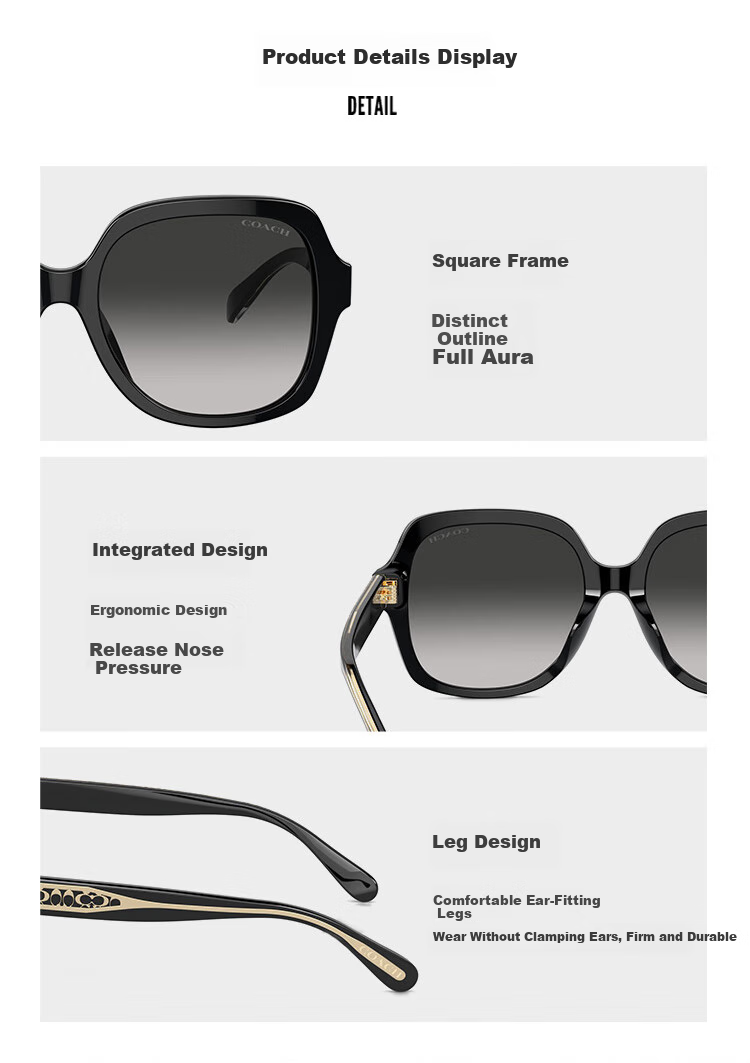 COACH Full-Frame Fashionable Glasses, Elegant Women's Sunglasses, Gift-Giving, 0HC8395F50023C56 4