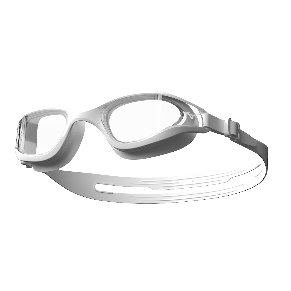 MIZUNO Swimming Goggles for Men And Women, Large Frame High Definition Anti-Fog Waterproof Myopia Glasses Professional Anti-Leak Comfortable Swim Gear B60 White 400