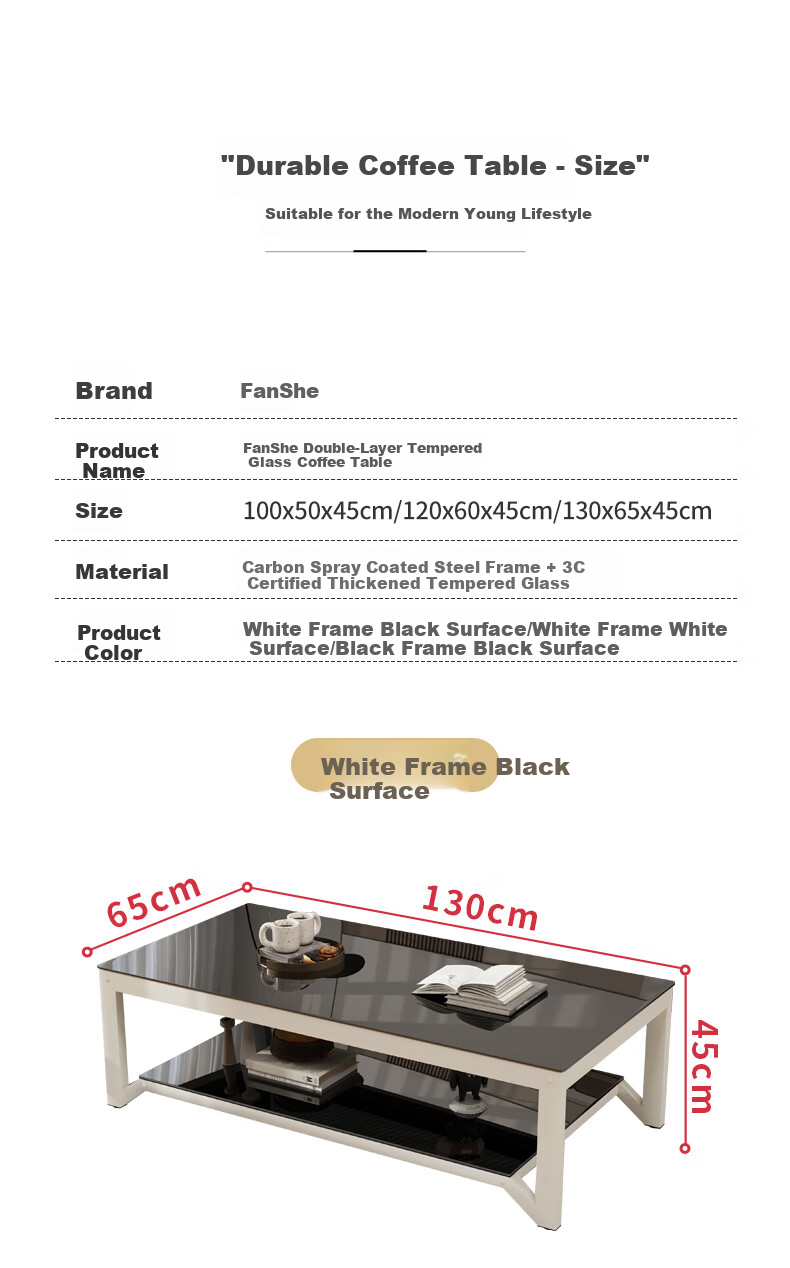 Fanshe Coffee Table, Living Room Coffee Table, Office Coffee Table, Home Living Room Glass Small Apartment Sofa Coffee Table, Modern And Simple 3