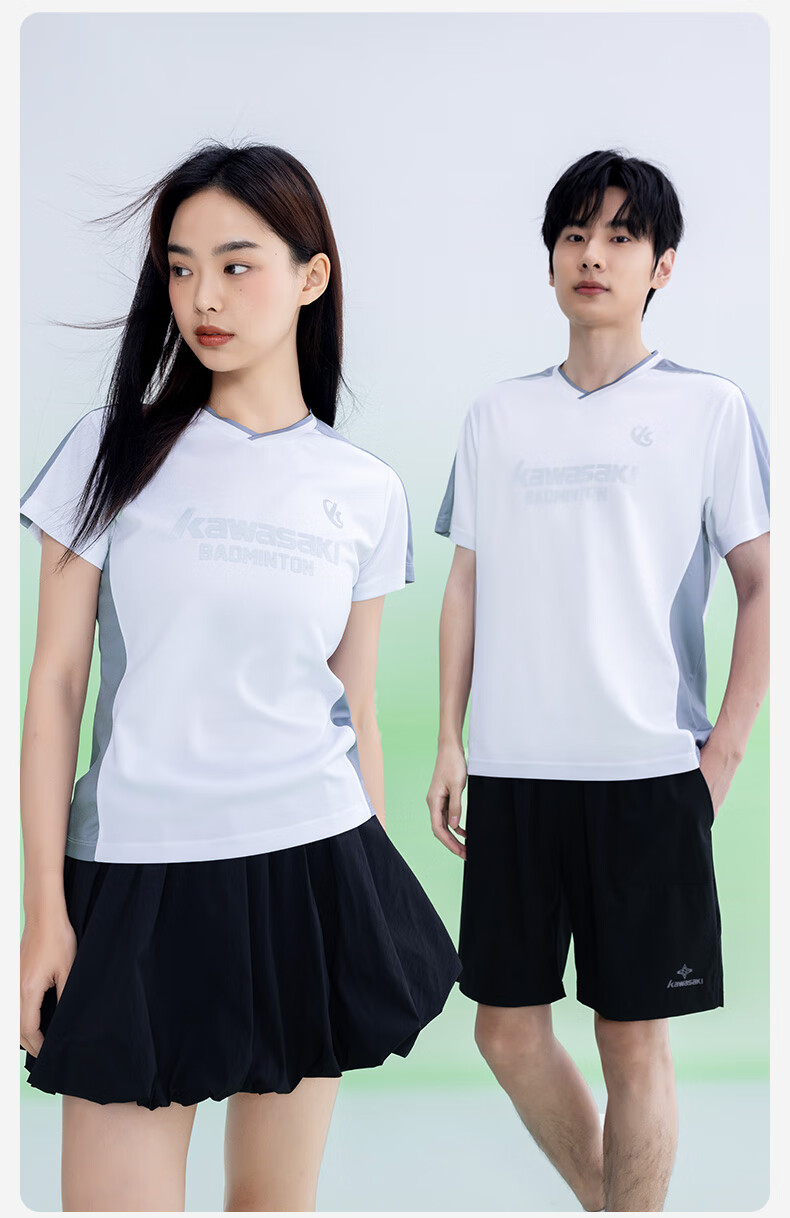 KAWASAKI Men's Badminton Sports Short Sleeve T-Shirt Quick-Dry Breathable Casual C1026 Gray XL 1