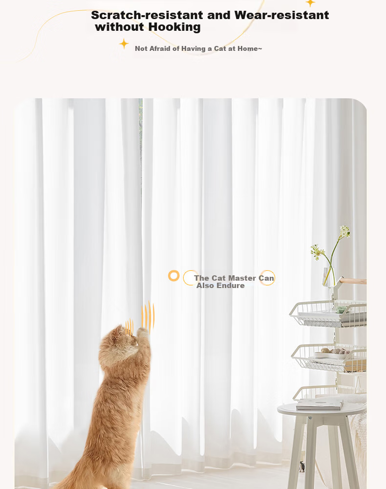 Ali Sheer Curtain for Balcony, Living Room Bay Window, Bedroom, Nordic Style, White Gauze, Width 3*2.6m, Hook Style, Single Panel 6