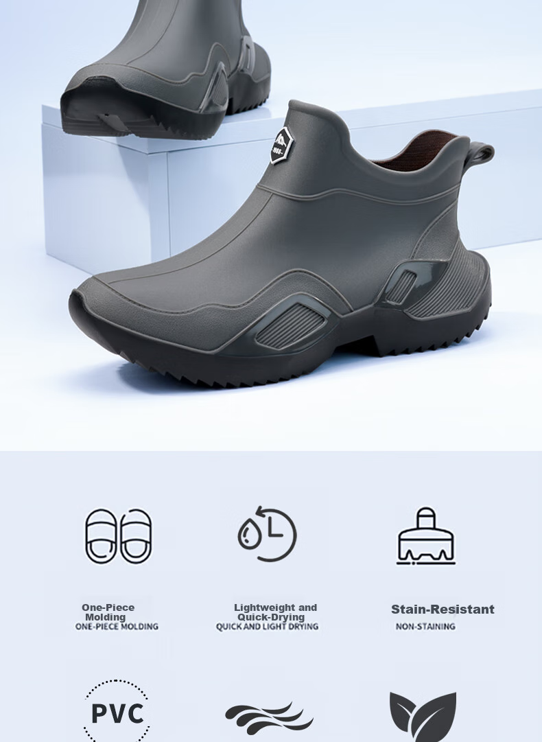 Lanoudun Men's Short Rain Boots, Beach Combing Waterproof Shoes, Non-Slip Fishing Shoes, YX1039 Size 42 3