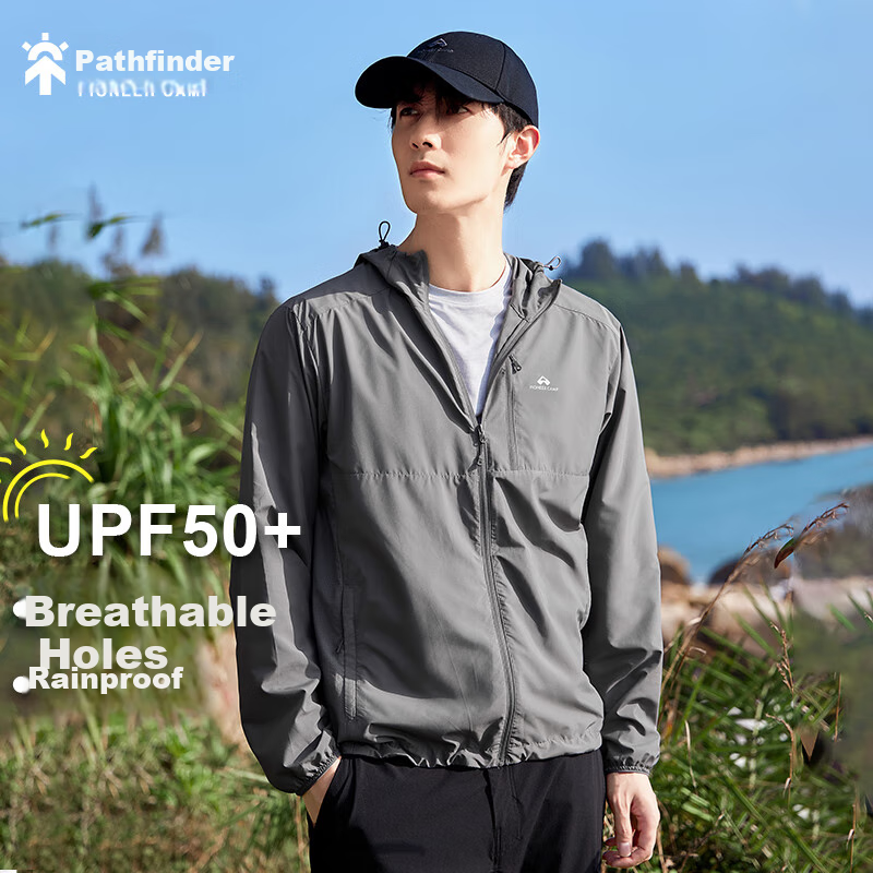 Pioneer Camp Fengdie Sun Protection Jacket for Men, Summer Outdoor Breathable Loose UV Protection Original Yarn Thin Coat Sun Protection Clothing