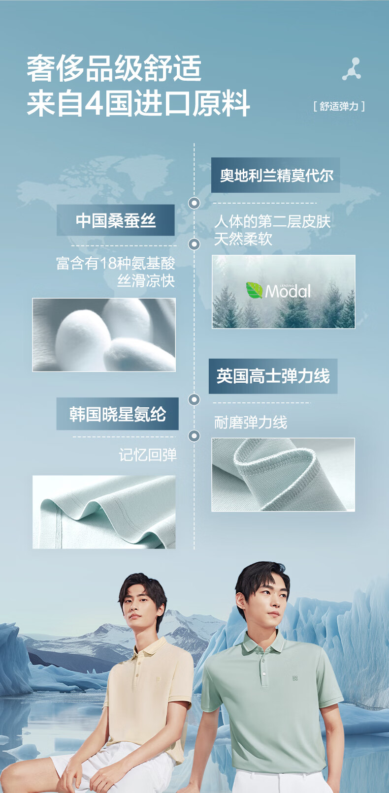 Hodo [Lin Gengxin's Style] Modal Silk Short-Sleeve Cool-Feeling Antibacterial Polo Shirt, Turn-Down Collar T-Shirt 7