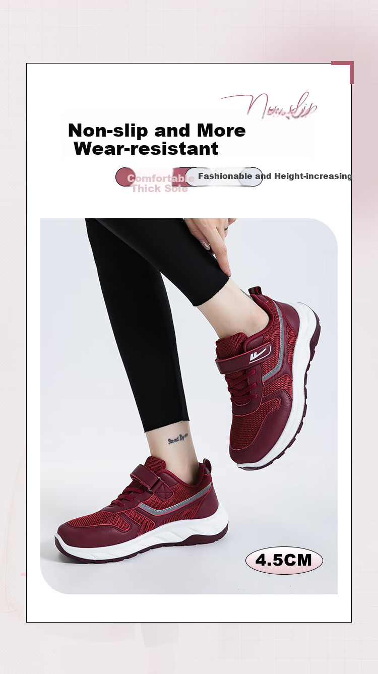 Huili Women's Shoes, Elderly Women's Shoes, Summer 2026 Mother's Day Gift, Versatile Mom Shoes, Wine Red, Size 37 (235mm) 4