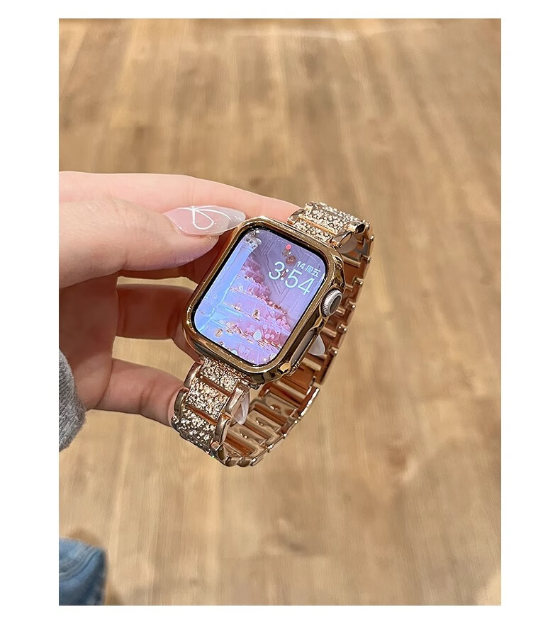 Biaodaige New Starry Sky Compatible with Apple Watch Band for Apple Watch S10/11, Full Diamond IWatch Summer Breathable Metal Women's Style with Silver Protective Case 42MM 15