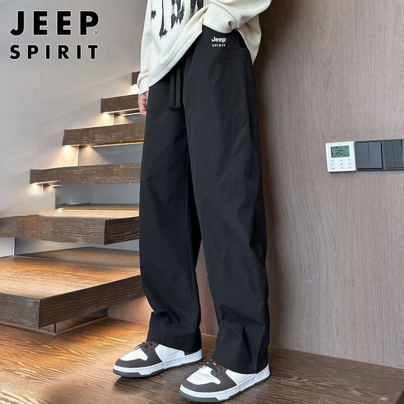 Брюки JEEP SPIRIT мужские, повседневные, зимние, прямые, карго, с высокой талией, черные, размер 3XL