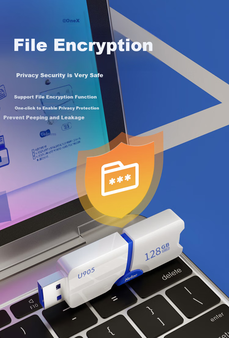 Netac 256GB USB3.2 Flash Drive U905, Slim Push-Pull High-Speed Flash Drive, Encrypted USB Drive 7