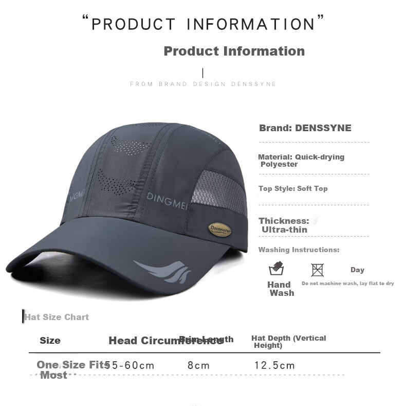 Denssyne Men's Summer High-End Baseball Cap, Lightweight Mesh Breathable Sun Hat, Hiking Cap, Sports Sun Protection Cap 4