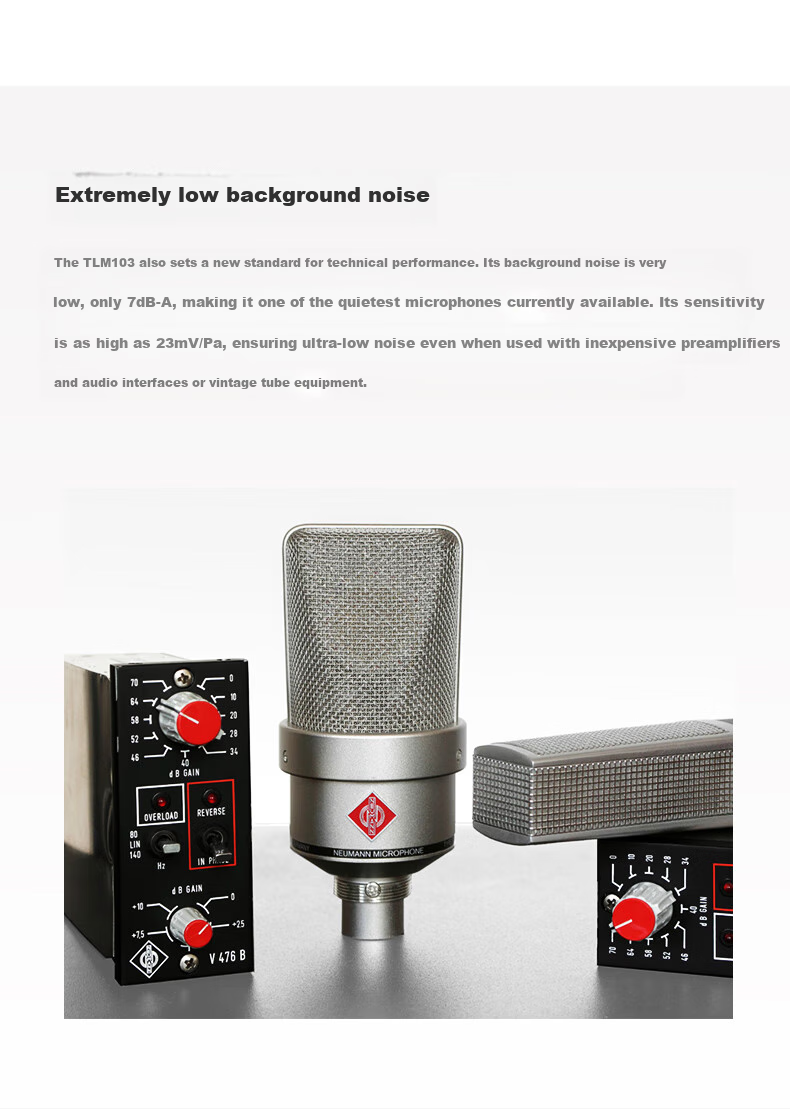 NEUMANN TLM103 Large Diaphragm Condenser Microphone, Imported from Germany, Professional Recording And Live Streaming Equipment, Cardioid Directional Pickup Pattern, Ultra-Low Noise 6