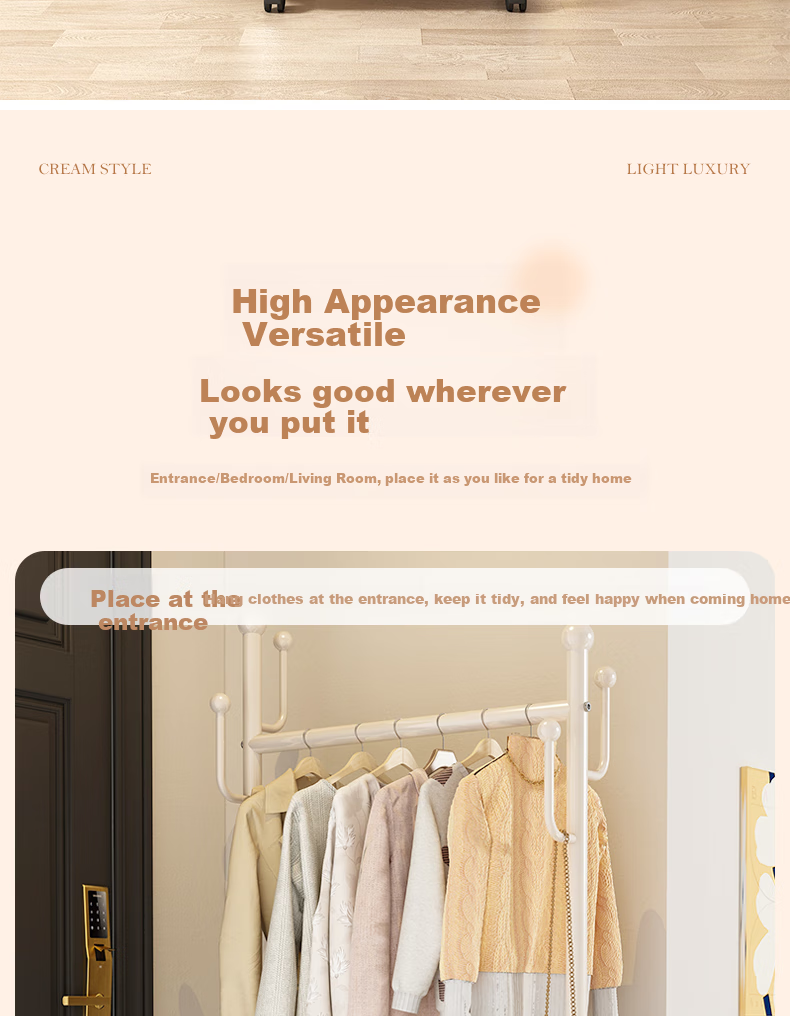 Shengnuoyilin Floor-Standing Coat Rack with Wheels, Movable Clothes Hanger, Simple Bedroom Coat Stand, Home Use Garment Rack, White, 60cm 12