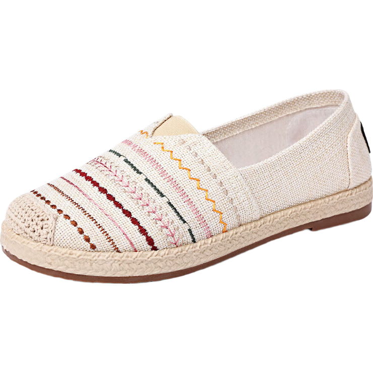BUS HEYUAN Women's Flat Slip-On Shoes for Middle-Aged And Elderly Mothers, Breathable Old Beijing Cloth Shoes for Women 430-7079 Beige Pink 36