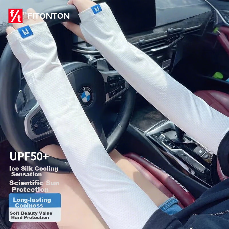FitonTon Ice Silk Thin Sun Protection Arm Sleeves for Women, Summer Cycling Arm Guards, Sun Protection Sleeves for Arms And Hands