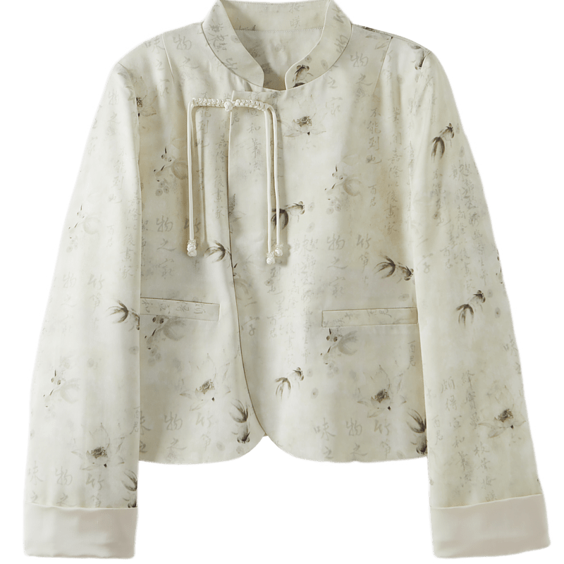 Dme [Jinyuhuaohuo] Autumn Chinese Style New Chic Mandarin Collar Lapel Long Sleeve Elegant Button-Up Jacket Women's Outerwear