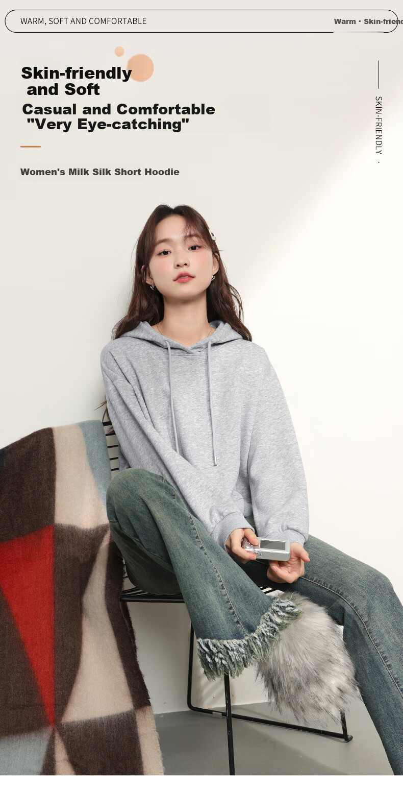 MJ STYLE Fashion Casual Women's Outfit, Spring And Autumn 2026 New Style, Solid Color Skin-Friendly Comfortable Sportswear Series, Complete Set of Hoodie And Sweatpants 2