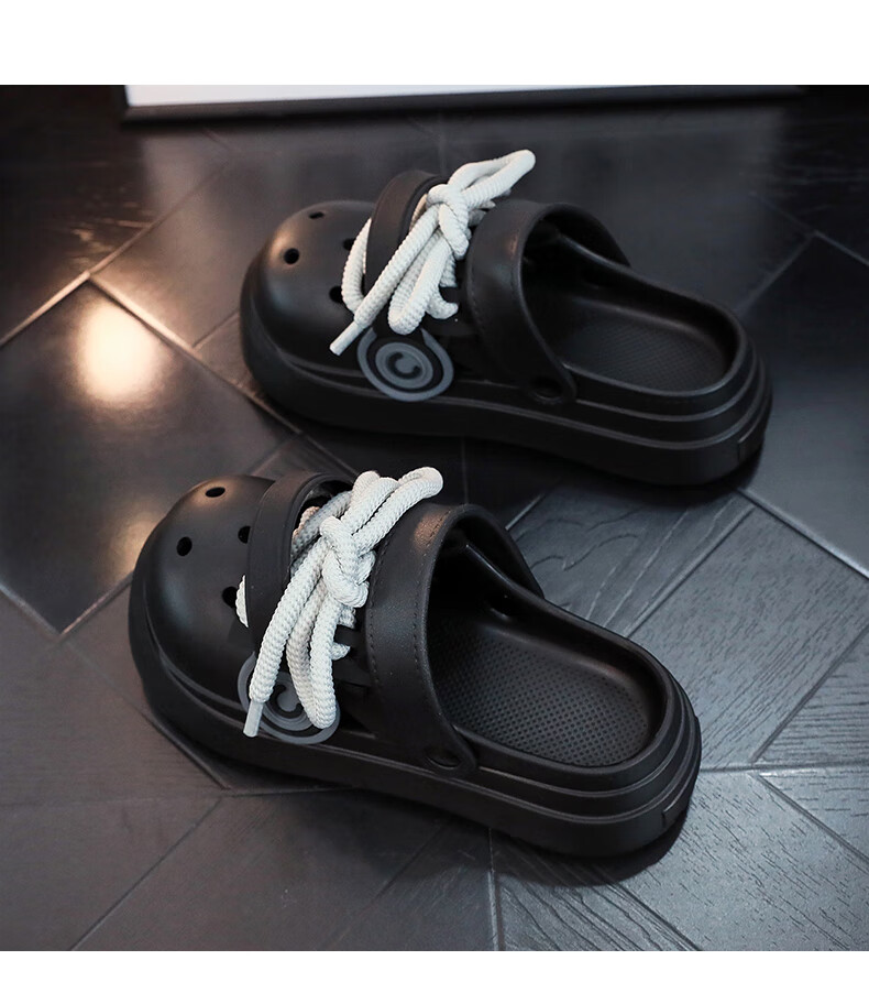 Guoluofi Trendy Big Head Clog Men's Summer Thick Sole Punk Style Dual Wear Earphone Sandals Women's Beige Size 42-43 3