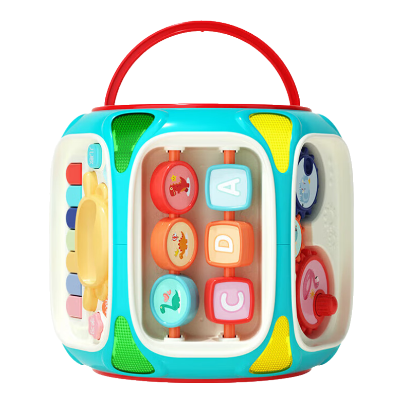 Xinge Baby Hand Drum, 0-1 Year Old Infant Game Table, Multi-Sided Toy, Early Education Octahedron Music Bluetooth Birthday Gift