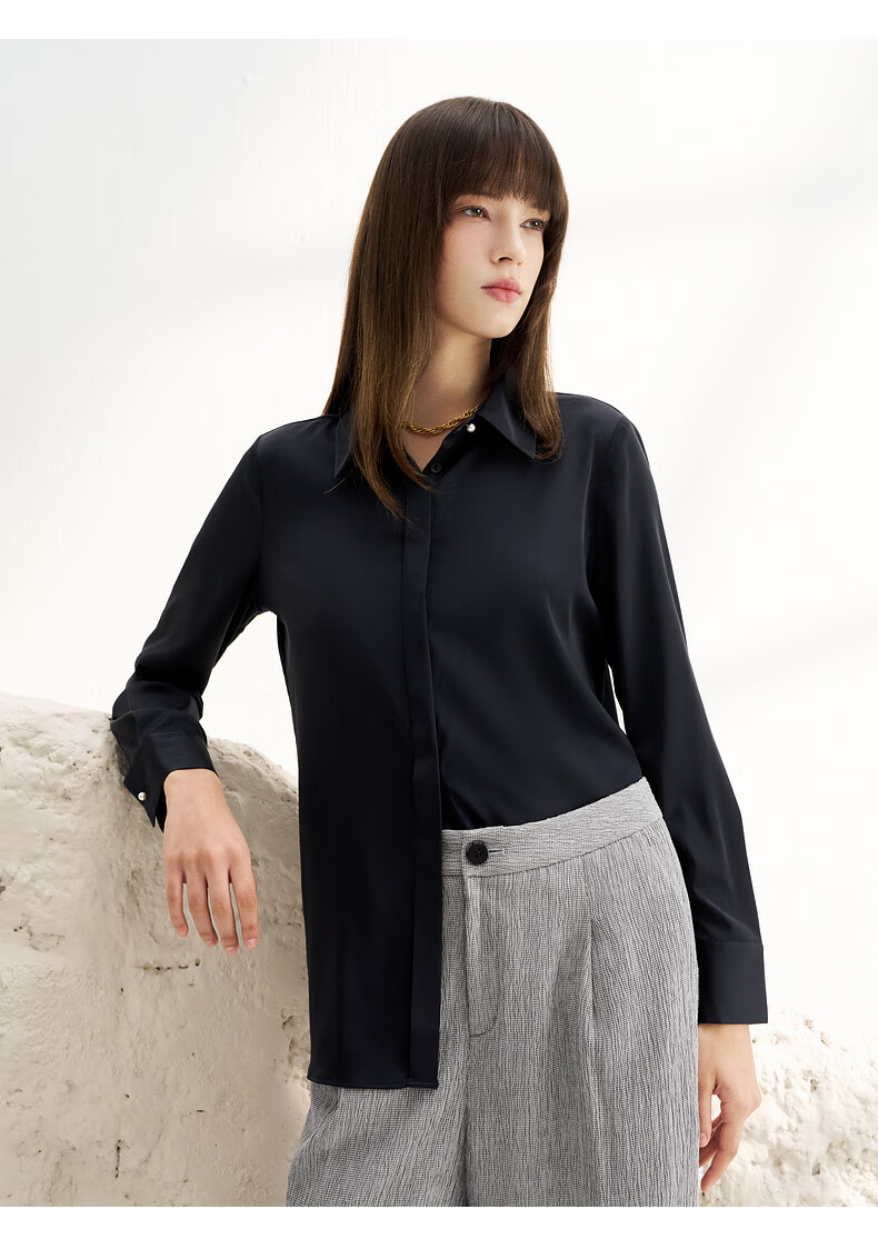 G2000 [Smooth Color Linen/drape] Women's Spring And Summer Elegant Comfortable Commuter Casual Shirt, Linen Color, XS/32 9