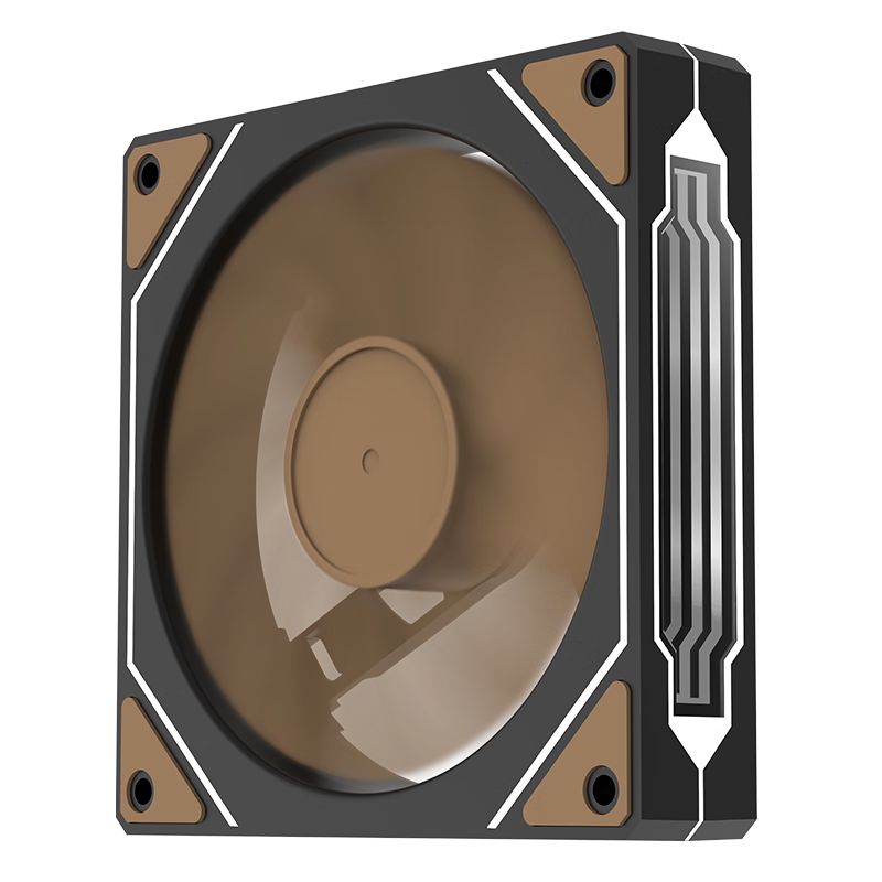 Segotep Muyu 12 Black White Light Infinite Mirror Fan (White Lighting Effects/PWM Temperature Control/Wooden Blades/9 Blades Shock-Absorbing Desktop Computer Case Fan)