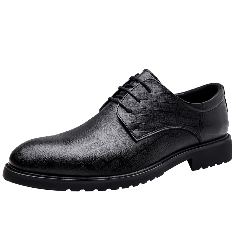 Poitulas Men's Lace-Up Business Casual Shoes, Comfortable Versatile Formal Shoes, Trendy Wedding Shoes for Men, 6888 Black, Size 42