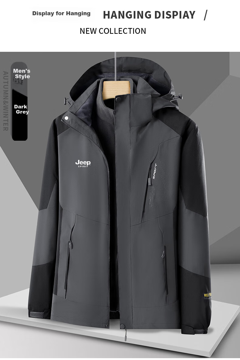 JEEP SPIRIT Men's Autumn Winter 3-in-1 Thickened Red Outdoor Jacket Christmas New Year Edition 11