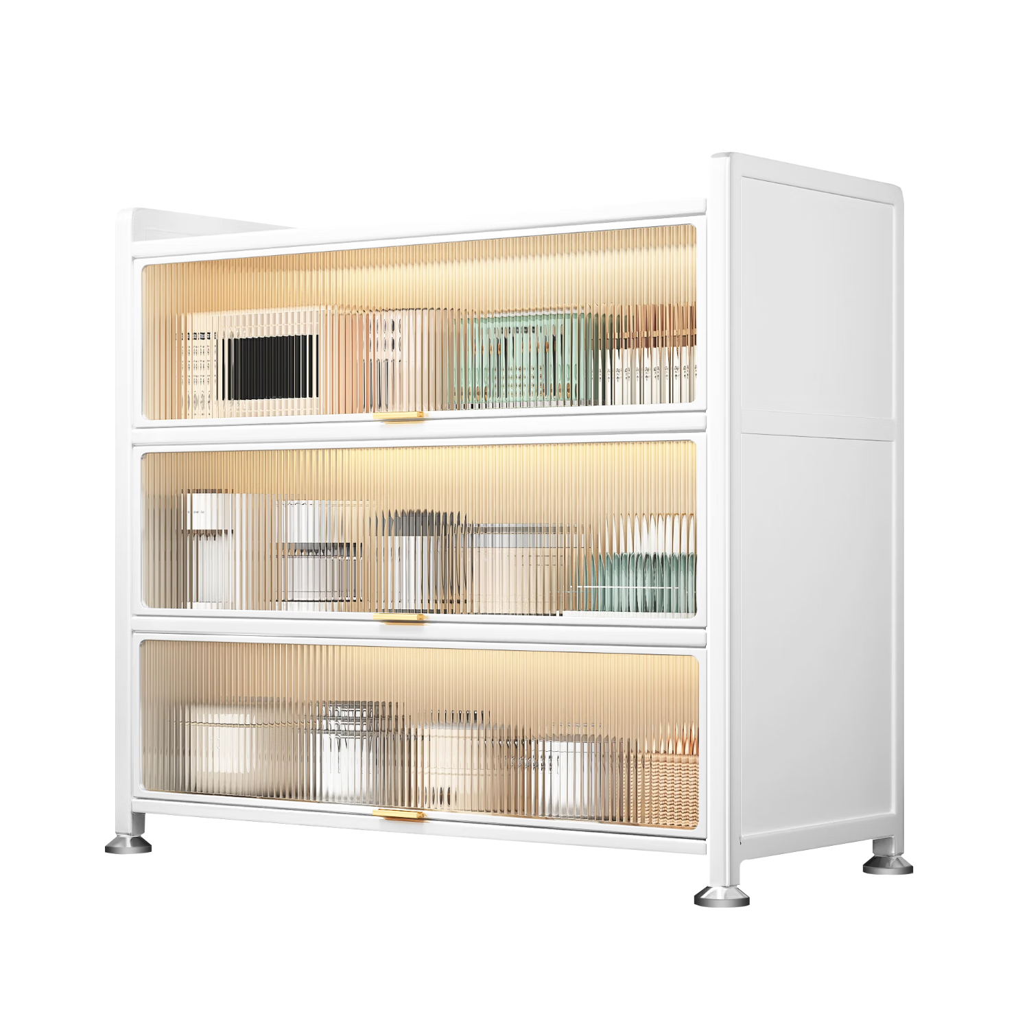 Jiabangshou Kitchen Storage Rack, Floor-Standing Multi-Tier Organizer Cabinet, Multifunctional Pot And Bowl Cabinet, Microwave Oven Storage Cabinet, Storage Cabinet, 4 Tiers