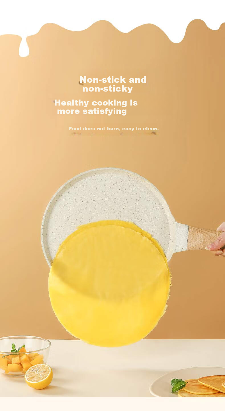 CaROTE Non-Stick Flat-Bottom Pancake Griddle for Home Use, Crepe Maker, Cake Pan, Banh Mi Maker, Egg Frying Pan for Breakfast, 24cm 5