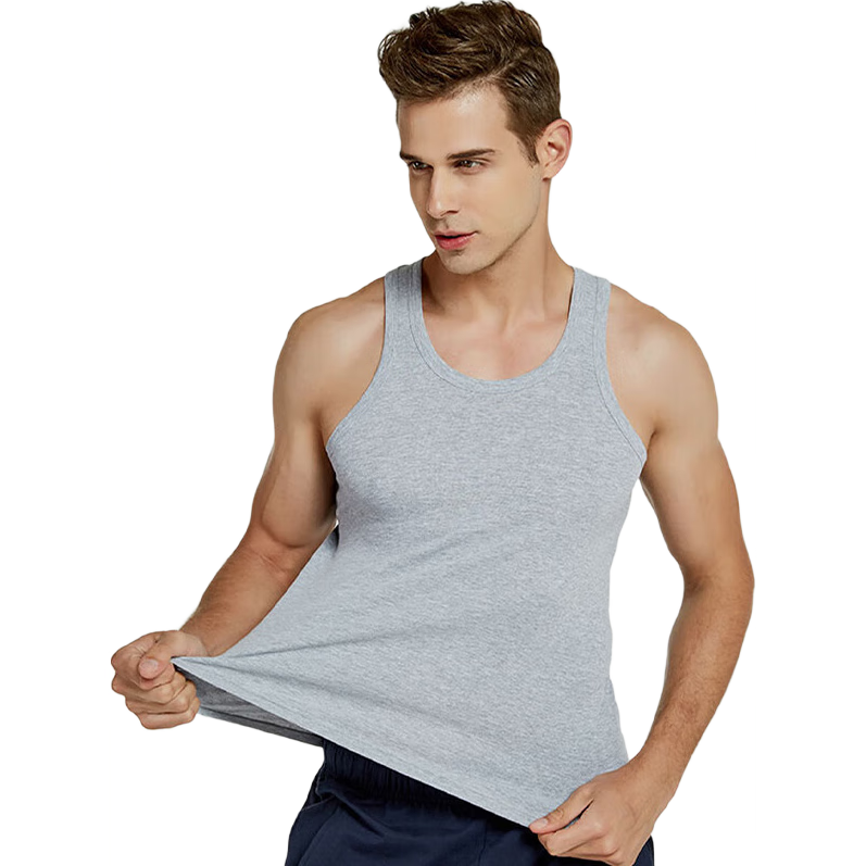 LangSha 2-Pack Pure Cotton Men's Tank Top, Spring And Summer New Product, Seamless Hurdle Athletic Sweat-Absorbing Full Cotton Undershirt, Base Layer Vest