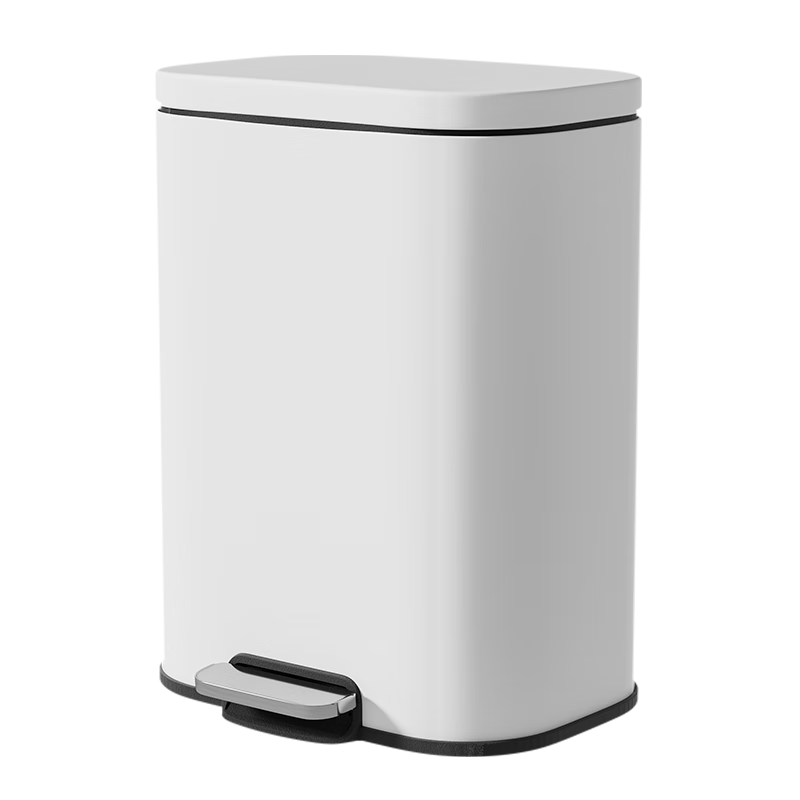Mayflower Stainless Steel Pedal Trash Can 12L White Large Capacity Double Inner and Outer Buckets for Hotel Home Living Room Kitchen Bathroom