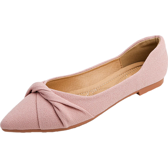 Pounise Women's Single Shoes, Korean Style, Large Size Boat Shoes, Flat Soft Soles, PQM-02, Pink, 42/260(1.5)