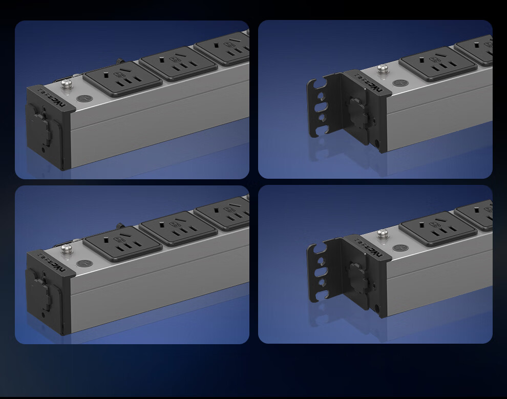 NVCleishidiangong PDU Cabinet Socket, 8-Outlet Master Control, Industrial-Grade Lightning Protection, Overload Protection, Gaming-Specific, Aluminum Alloy Body, 1.6m-2m Cable Length, EP481G M04 6