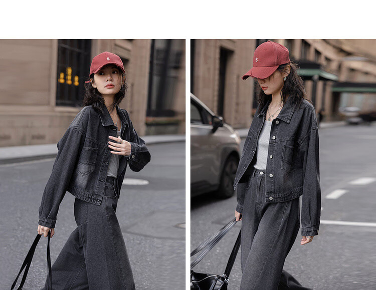 Dme [Relaxed Impression] Spring Korean Style Fashionable Split Washed Lapel Loose Slimming Short Women's Denim Jacket 5