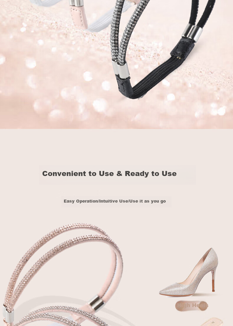FOOTOPPO Shoe Lace Retractable Buckle for Women's High Heels, Leather Shoes, Anti-Slip Device, Shoe Anti-Wedging Buckle, Lace Fixing Strap 11