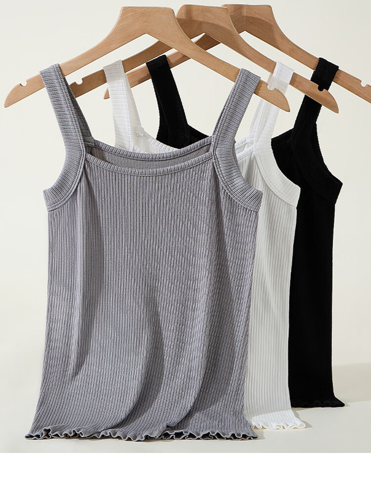 LangSha Women's Camisole Tank Top, Slimming Ribbed Comfortable Side Support Lace Hem Vest, New Style for 2026 2