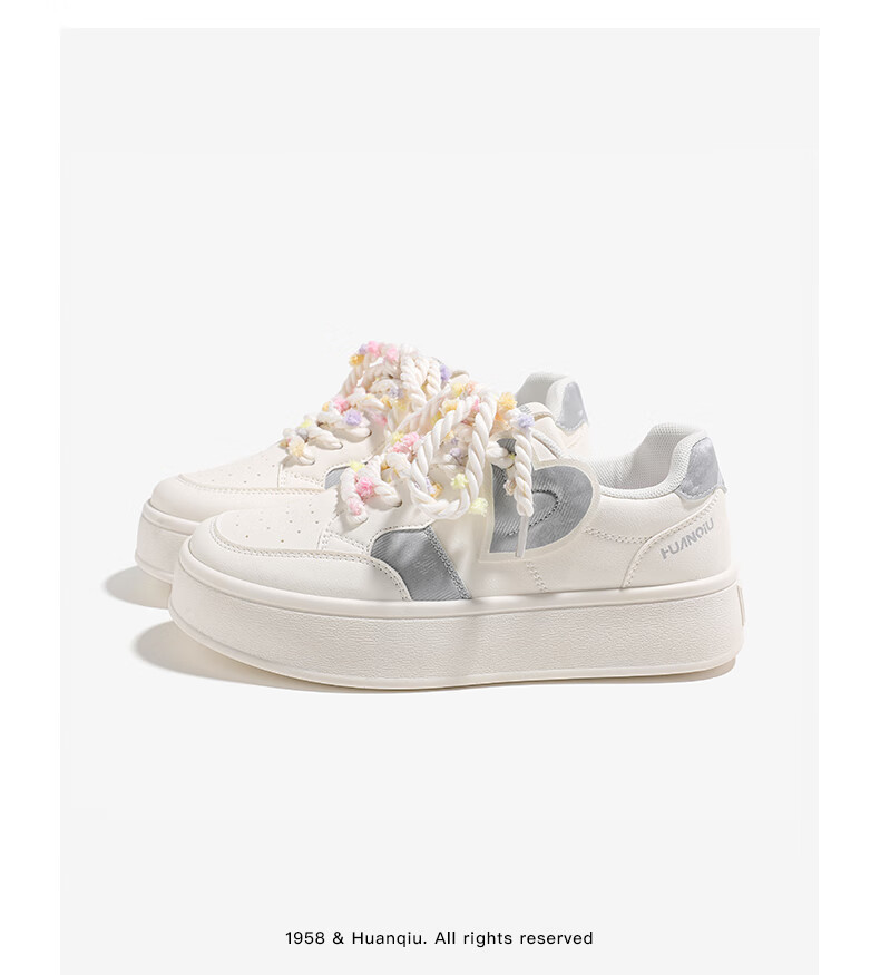 Global Platform Thick Sole Height Increasing White Sneakers for Women Niche 2026 New Campus Style Autumn Winter Casual Skate Shoes Women Beige Gray Size 38 6