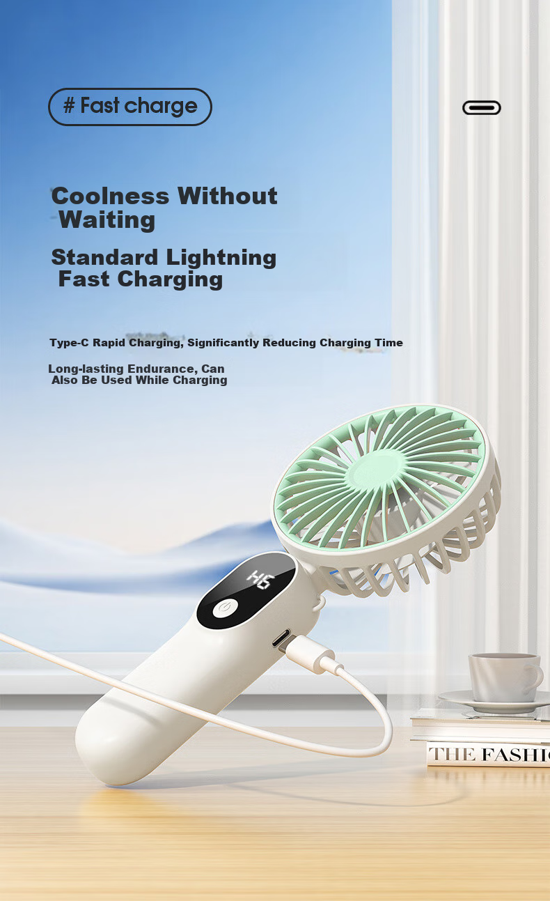 KOVOL Handheld Mini Fan, Foldable Portable Stand, USB Fan, Desktop High-Power Neck-Hanging Fan for Outdoor, Student Dormitory, Office, Rechargeable Personal Small Electric Fan with Ultra-Long Battery Life 16